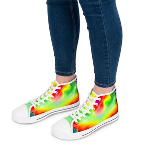 Wasser Farbe Regenbogen Frauen High Top Sneakers