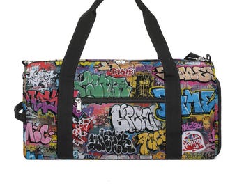 Graffiti Street Art Duffle Bag | Colorful Urban Design | Oxford Cloth Gym Travel Overnight Weekend Sports Duffel | Adjustable Strap