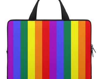 Rainbow Stripe Neoprene Laptop Sleeve: LGBTQ Pride Padded Case