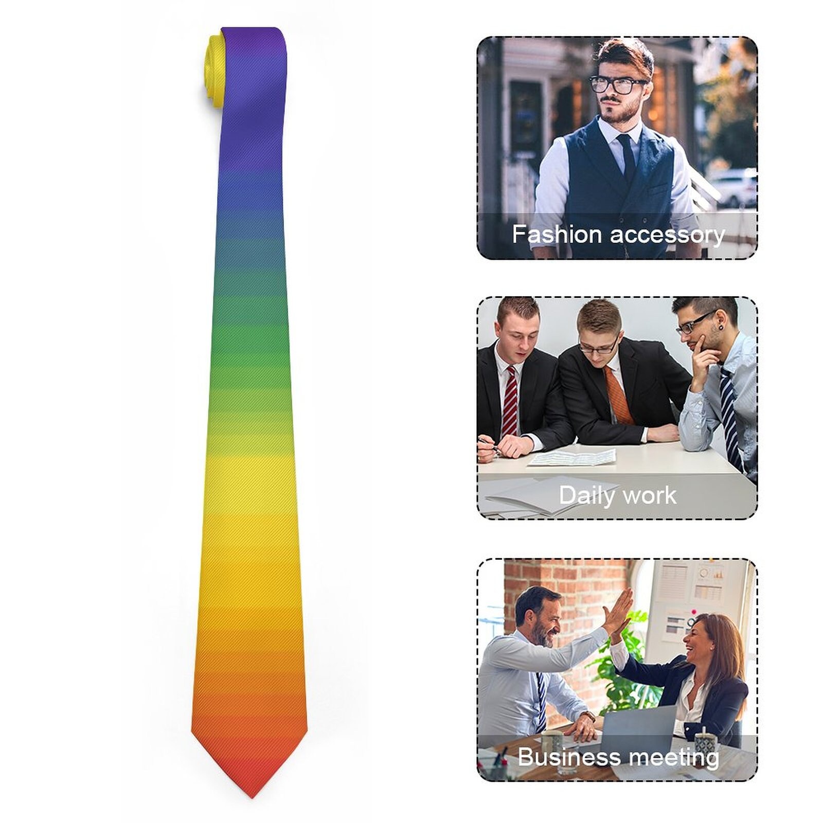 Beaded Rainbow Holiday Neck Tie - LGBT Pride Accessory | Shiny Bead Design, Adjustable Closure
