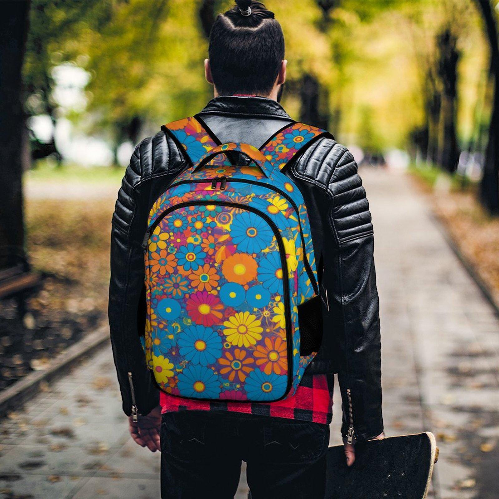 Retro Floral Backpack: 70s Style Polyester School Bag - Etsy