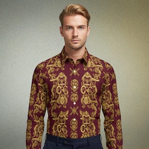 La chemise satinée imprimé baroque | Versace Jeans Couture | Magasinez