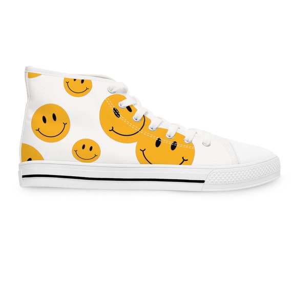 国内で当店のみ SMILEY - Happy Face Star Sneakers Smiley Face Women's High Top Sneakers - Etsy