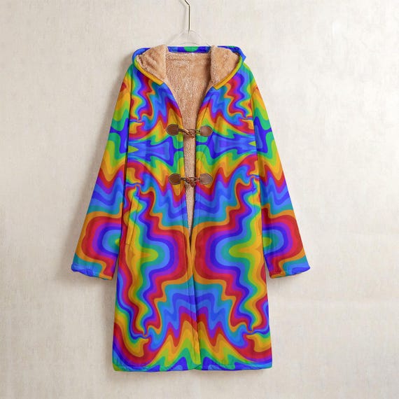Psychedelic Rainbow Swirl Fleece Windbreaker – Unisex Sherpa Lined