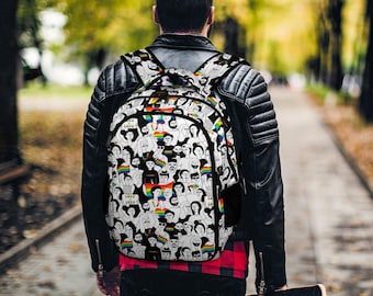 LGBTQ Pride-rugzak: boekentas polyester regenboog met mensenprint