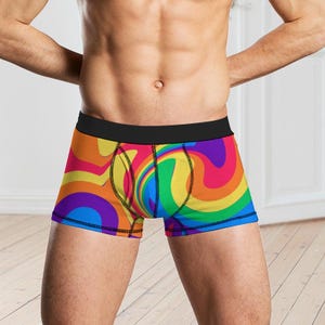 Melkzijden herenondergoed met wervelprint | Boxershort met hoge taille van 180 g/m² | Gesublimeerd ontwerp