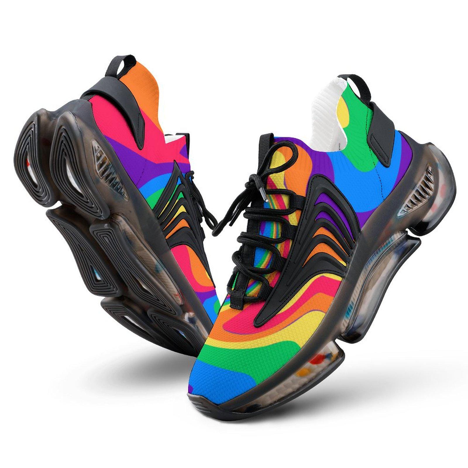 Woobies Men\'s Sneakers Shoes Size 6/7.5 Multicolor Logo Low Top Lace-Up Comfort Rainbow Pride Canvas Shoes - Black – INVI Expressionwear main image 2