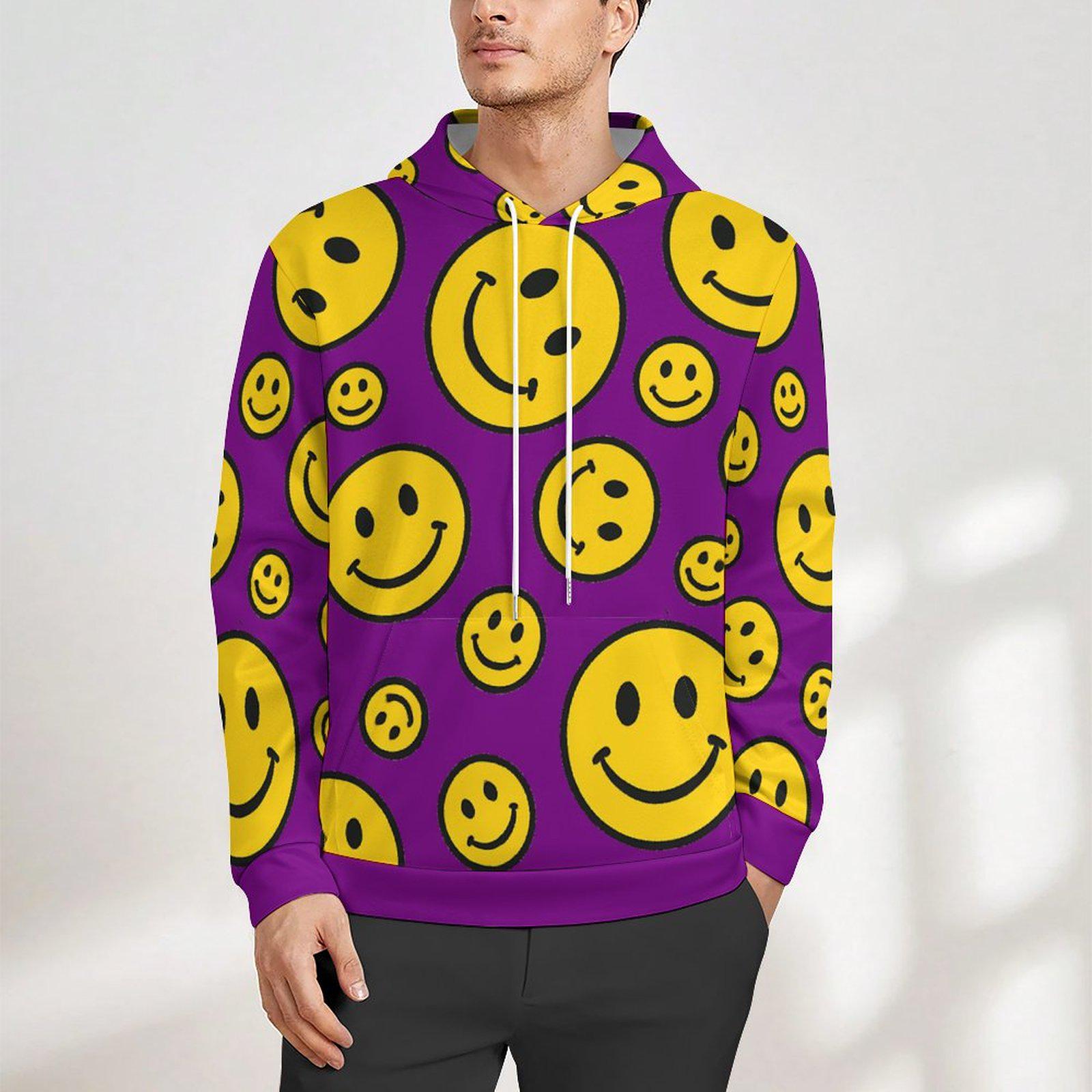 Purple Smiley Face Hoodie: Lightweight Graphic Print Streetwear - Etsy