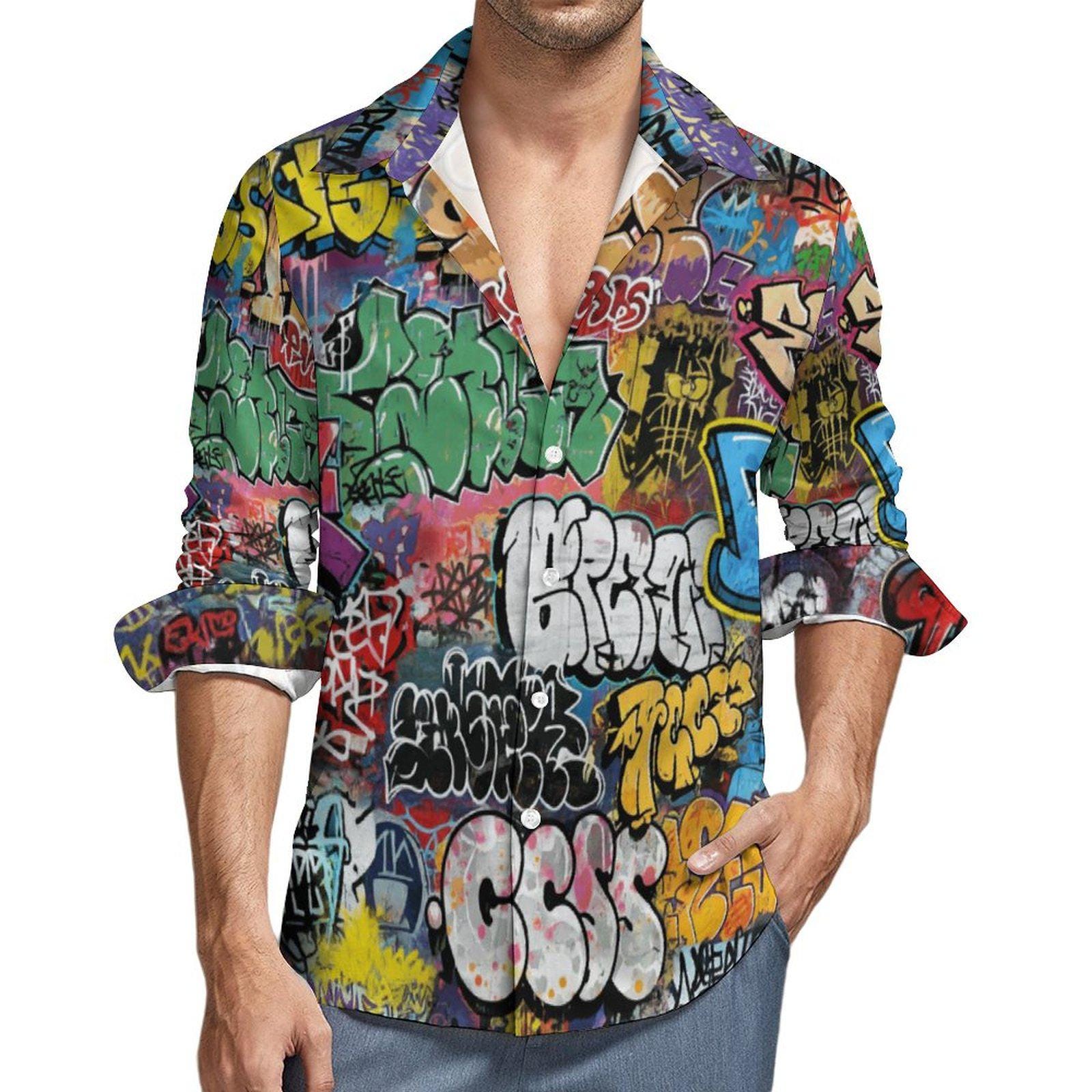 graffiti dress shirt Fresh Prints of Bel Air All Over Graffiti Size M Shirt Drill Clothing Co NWT
