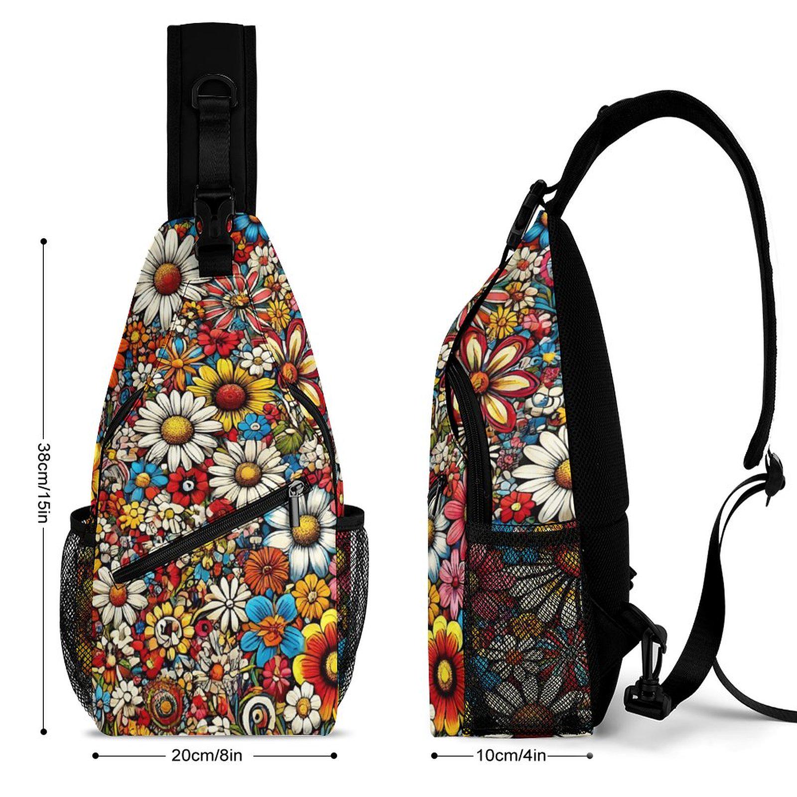 Vintage Floral Sling Backpack: Retro Twill Crossbody Bag - Etsy display picture 1