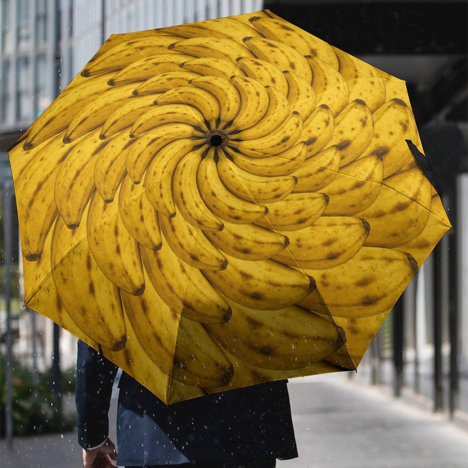 Banana Spiral Umbrella | Funny Fruit Print Travel Umbrella