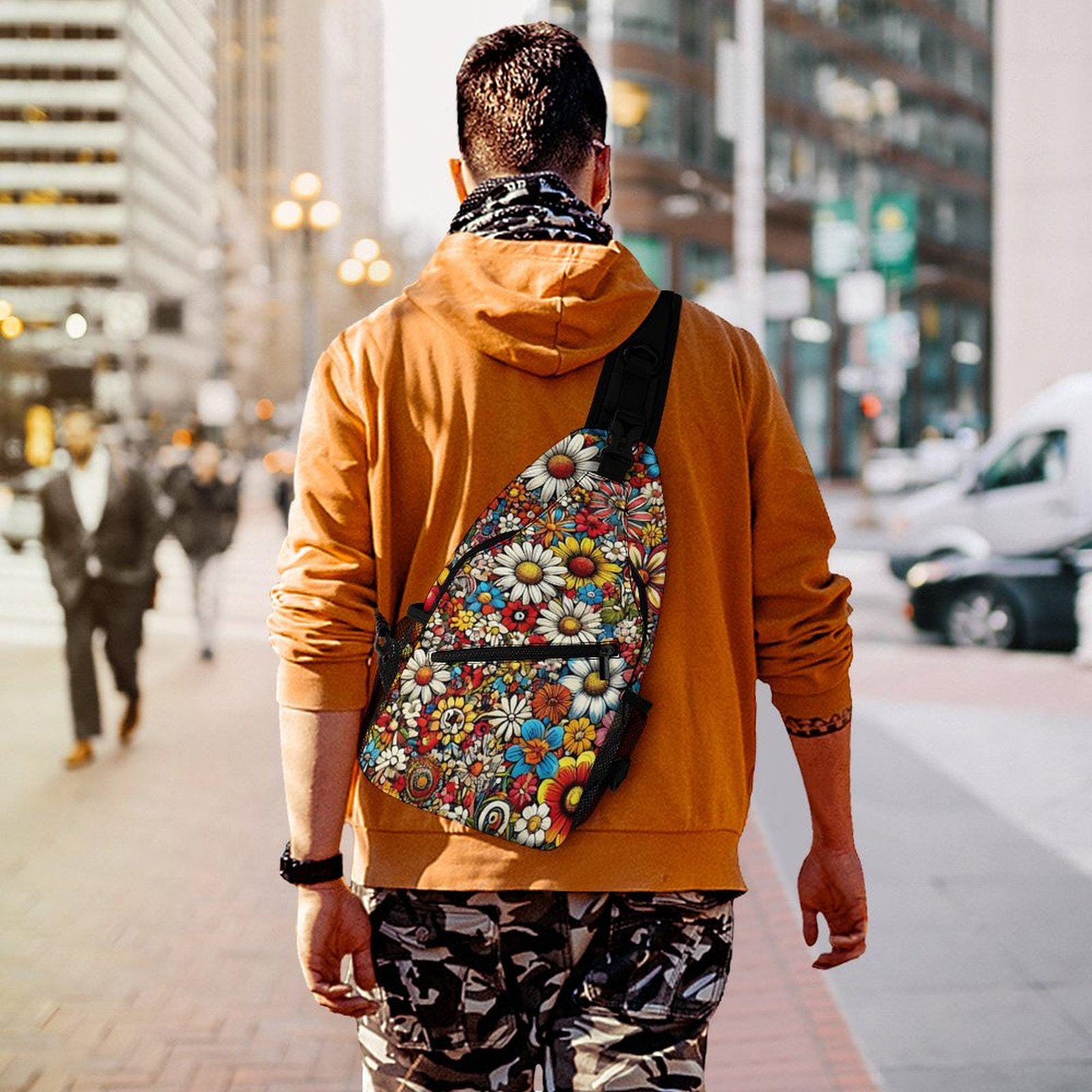 Vintage Floral Sling Backpack: Retro Twill Crossbody Bag - Etsy