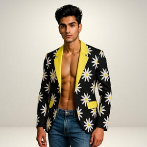 Daisy Patch Casual Flat Lapel Collar Blazer