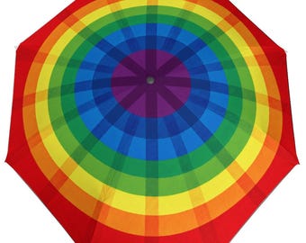 Rainbow Pride Automatic Umbrella, Colorful LGBTQ Travel Umbrella, Rainbow Circle Umbrella, Wind Resistant Compact Umbrella, Pride Gift