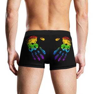 Regenbooghandafdruk melkzijde herenondergoed - ademende en stijlvolle boxershorts