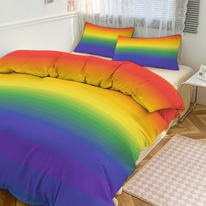 Vibrant Rainbow 3-Piece Bedding Set – Sublimation Printed 102&quot;x90&quot; Duvet Cover & Pillow Shams