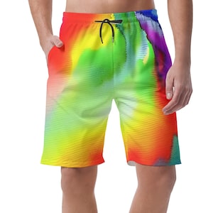 Vibrant Rainbow Watercolor Men's Shorts