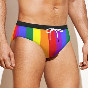 Pride Flag Men&#39;s Drawstring Swim Briefs