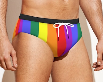Pride Flag Men's Drawstring Swim Briefs