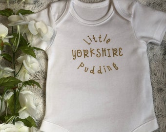 Little Yorkshire Pudding Babygrow with optional bib for gift set - FREE Delivery