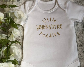 Little Yorkshire Pudding babygrow vest Northern dialect funny sleepsuit bodysuit for newborn baby shower christening gift FREE delivery