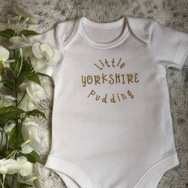 Little Yorkshire Pudding babygrow vest Northern dialect funny sleepsuit bodysuit for newborn baby shower christening gift FREE delivery