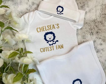 Chelsea FC Baby Gift Set – Baby Grow, Bib & Beanie Hat with FREE Delivery