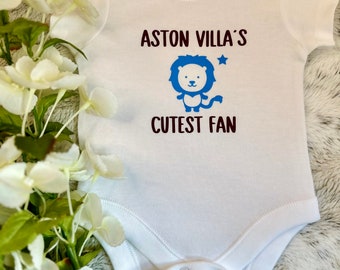 Aston Villa Baby Grow: Lion Motif Bodysuit & Bib Gift Set with FREE Delivery