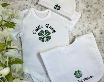 Celtic Bhoy Baby Gift Set – Bodysuit, Bib & Beanie Hat with FREE Delivery