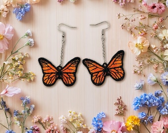 FSL butterfly earrings machine embroidery design - FSL summer earrings embroidery design - Free Standing Lace Earrings