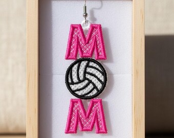 FSL sports volleyball mom earrings machine embroidery design file FSL mother mothers day mama sport earrings embroidery design file pes