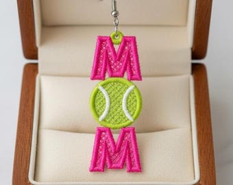 FSL sports tennis mom earrings machine embroidery design file FSL mother mothers day mama sport earrings embroidery design file pes