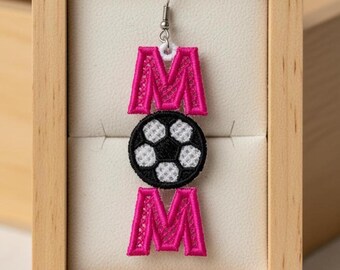 FSL sports soccer mom earrings machine embroidery design file FSL mother mothers day mama sport football earrings embroidery design file pes