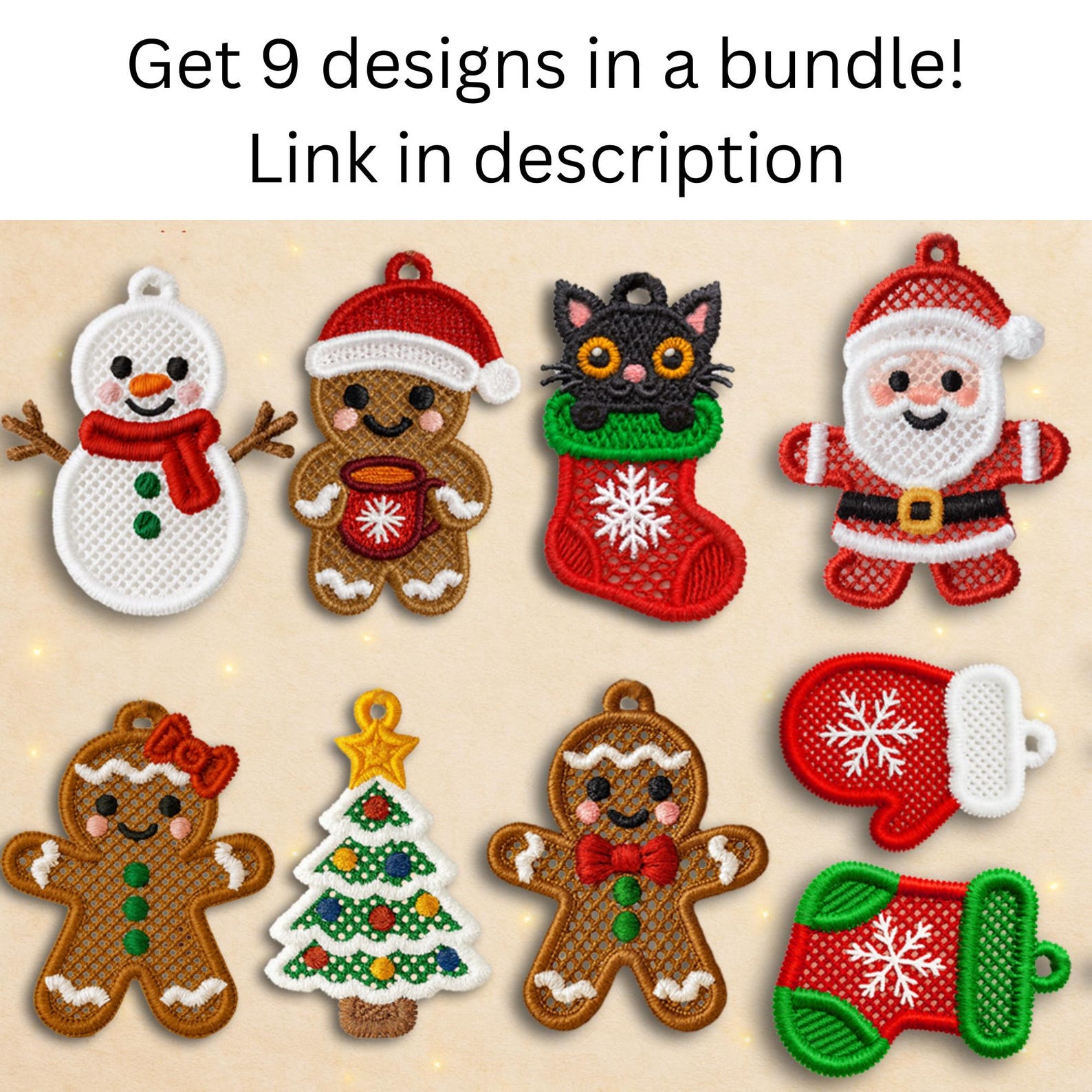 FSL Santa Earrings Machine Embroidery Design FSL Christmas Earrings FSL ...