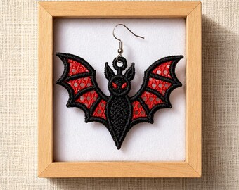 FSL halloween earrings machine embroidery design FSL bat earrings FSL fall autumn machine embroidery design file pes dst instant download