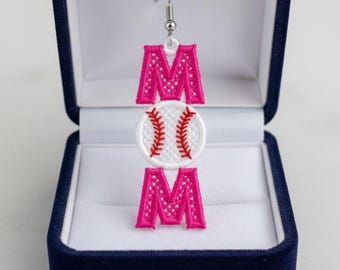 FSL sports baseball mom earrings machine embroidery design file FSL mother mothers day mama sport earrings embroidery design file pes