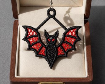 FSL halloween earrings machine embroidery design FSL bat earrings FSL fall autumn machine embroidery design file pes dst instant download