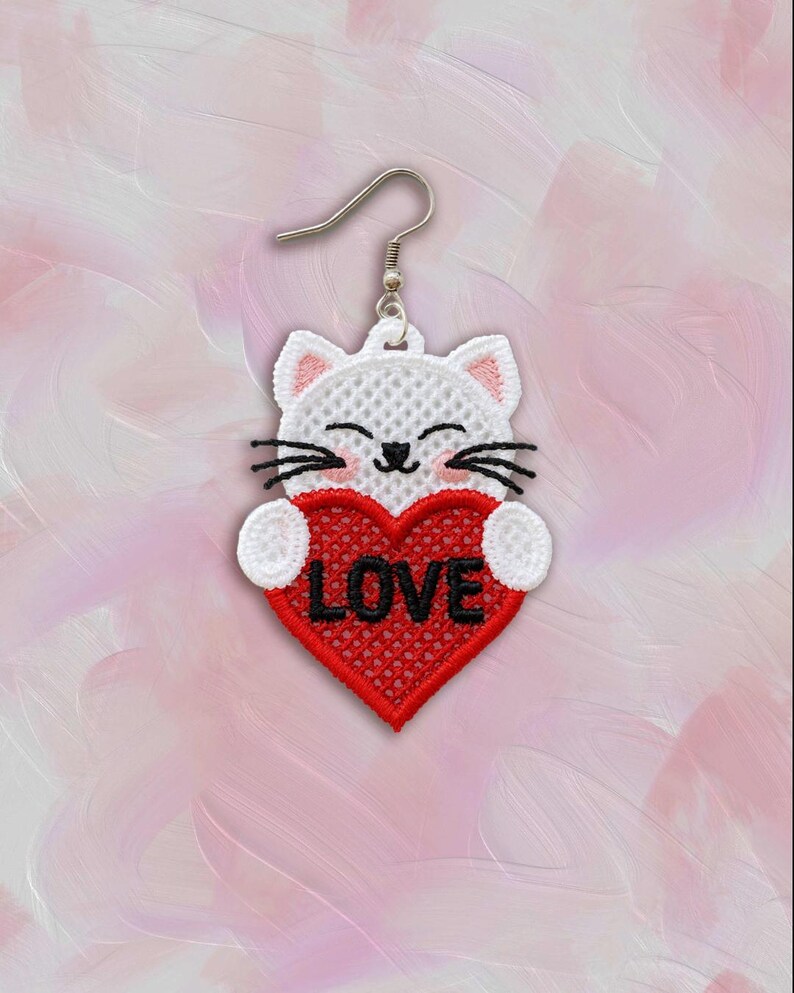 FSL Alla hjärtans dag kattörhängen maskinbroderidesign FSL valentinörhängen FSL valentinsdagsörhängen FSL valentinsdags hjärtörhängen broderidesignfil bild 2