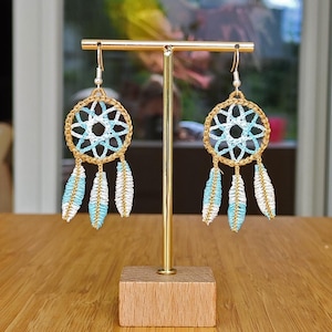Boucles d'oreilles attrape-rêves bleues : bijoux bohème chic en perles faits main - France