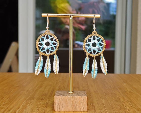 FSL Dreamcatcher earrings machine embroidery design - 5 sizes FSL Dream Catcher earrings machine embroidery design