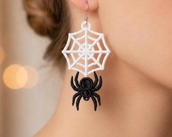 FSL Spider Web Halloween earrings machine embroidery design web earrings fall autumn embroidery design file pes dst