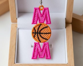 FSL sports basketball mom earrings machine embroidery design file FSL mother mothers day mama sport earrings embroidery design file pes
