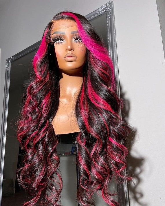 Highlight Human Hair Wigs Dark Roots Transparent Lace Frontal Wig