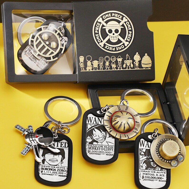 Luffy Zoro Ace Law Wanted Poster Key Chain Anime Accessories A Etsy