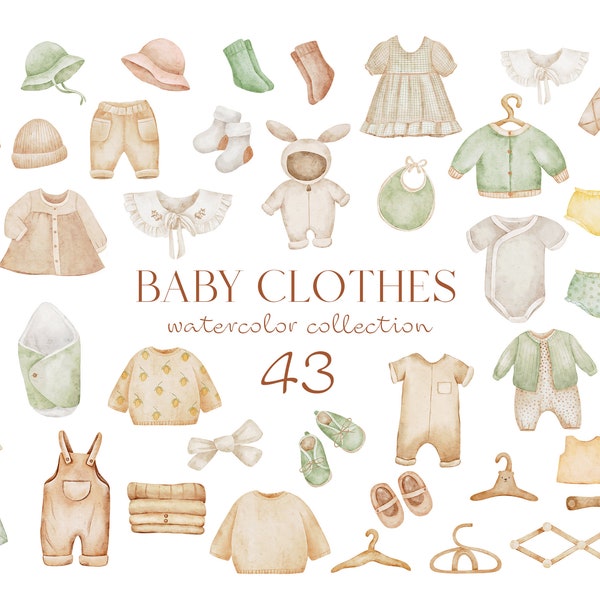 Vintage-Style Children's Clothing Illustrations Set | Retro Dresses, Jackets, Sweaters, Pants, Socks, Shoes, and Hats