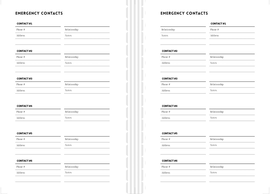 Emergency Contact List Printable - Etsy