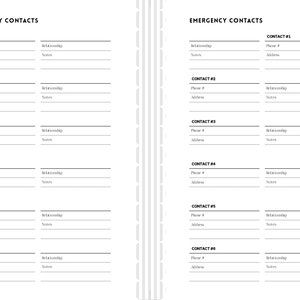 Emergency Contact List Printable