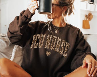 ICU Nurse Sweatshirt with Leopard Print, Intensive Care Unit Nurse Sweater