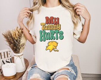 My Tummy Hurts Shirt, Tummy Ache Tshirt, Funny My Tummy Hurts Tee, Tummy Ache survivor shirt, Funny Cat shirt, Gift for her, Cat Lover Shirt
