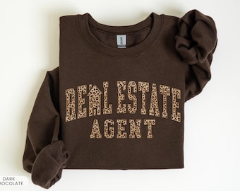 Real Estate Agent Sweatshirt Leopard Print, Realtor Crewneck, Real Estate Marketing Sweater, Real Estate Gift, Oversized Real Estate Sweater